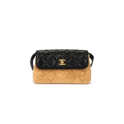 CHANEL BLACK SUEDE FLAP CROSSBODY BAG AP4677 (19.5*11.5*5cm)